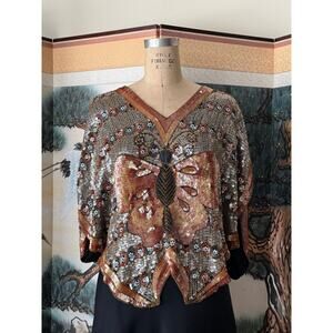 Vintage Silk and Sequined Butterfly Cape